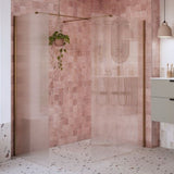 Ajax Reni 8mm Wetroom Panel Fluted Glass Brushed Bronze Profile Side Panel