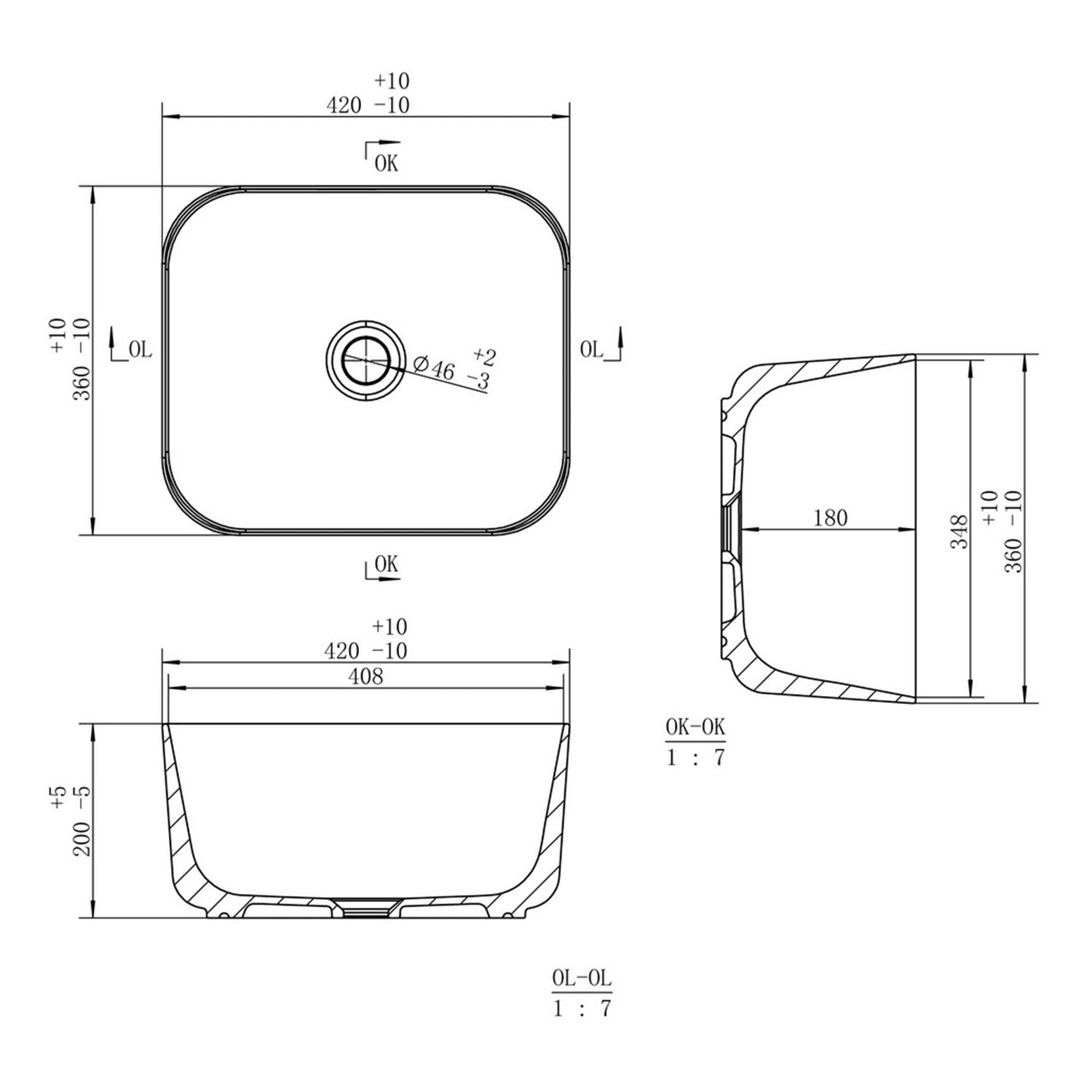 Ajax Barnetby 420mm Ceramic Countertop Deep Basin Dimensions