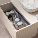 Ajax Barnoldby 600mm Wall Hung Vanity Unit with Worktop in Matt Cotton drawer