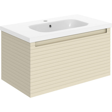 Ajax Barnoldby 815mm Wall Hung Vanity Unit with Basin in Matt Cotton