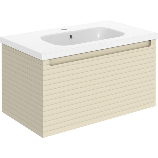 Ajax Barnoldby 815mm Wall Hung Vanity Unit with Basin in Matt Cotton