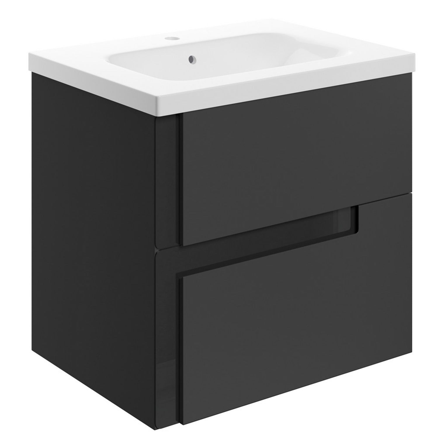 Ajax Brocklesby Matt Black Wall Hung 615mm Vanity Unit with White Ceramic Basin