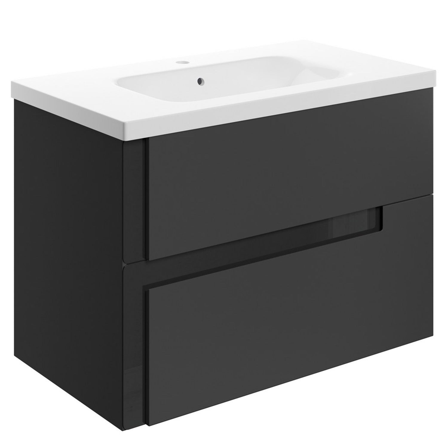 Ajax Brocklesby Matt Black Wall Hung 815mm Vanity Unit with White Ceramic Basin