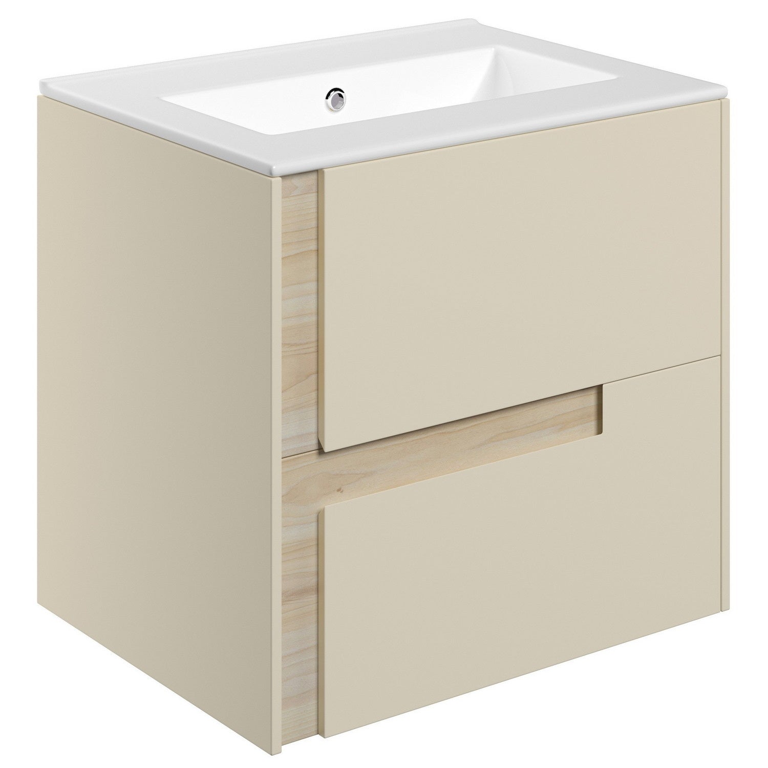 Ajax Brocklesby Matt Cotton Wall Hung 615mm Vanity Unit with Thin Edge Basin