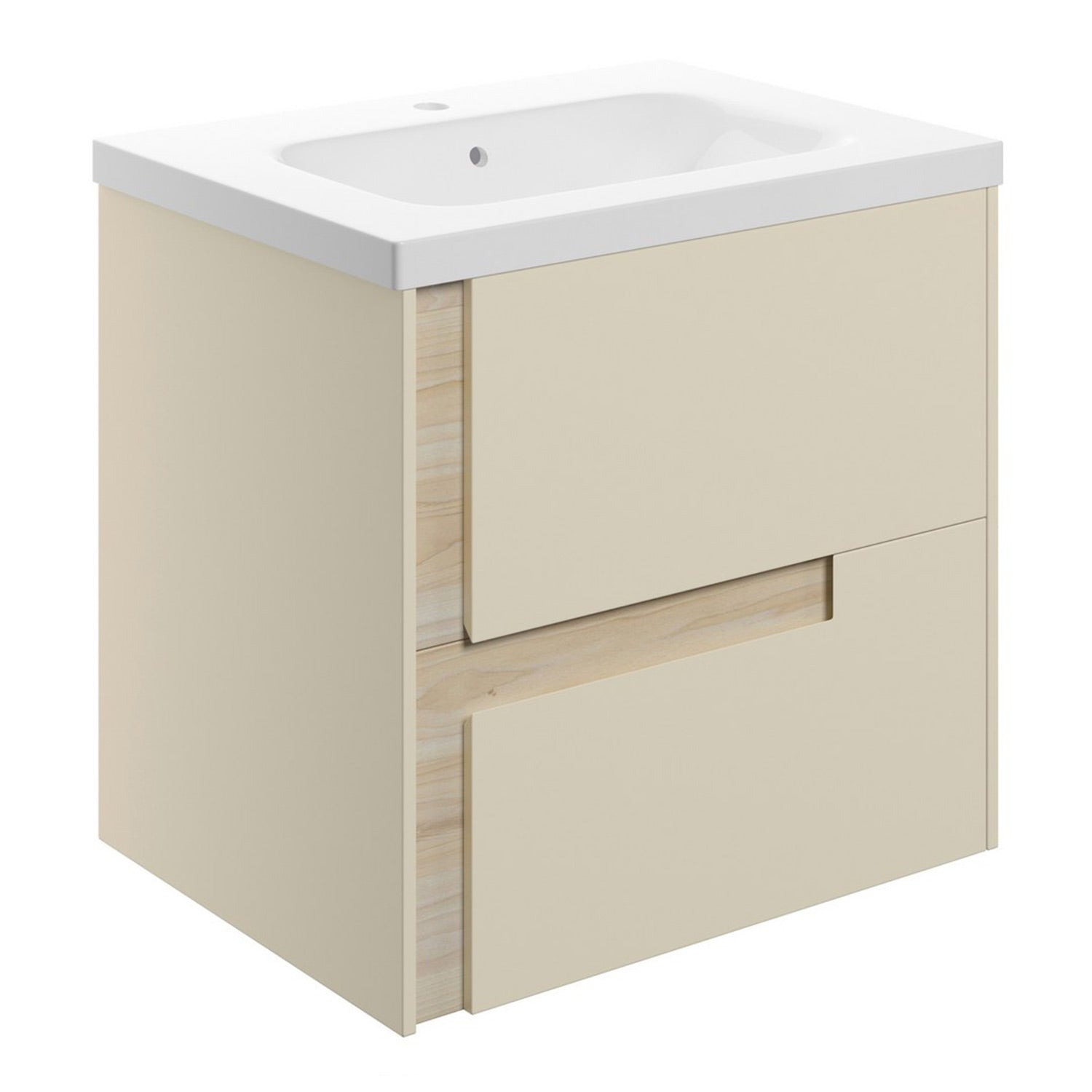 Ajax Brocklesby Matt Cotton Wall Hung 615mm Vanity Unit with White Ceramic Basin