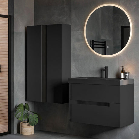 Ajax Brocklesby Wall Hung 350mm Tall Storage Unit in Matt Black lifestyle