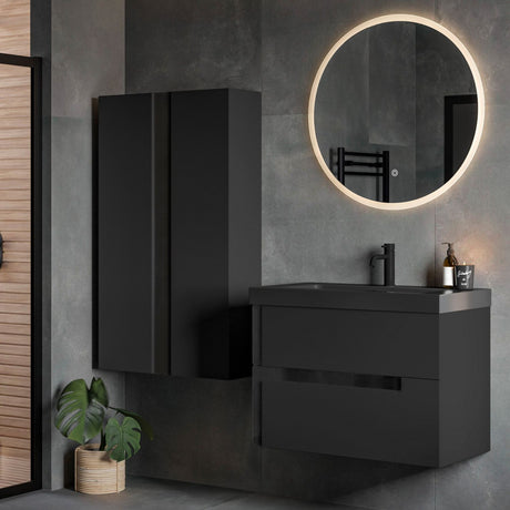 Ajax Brocklesby Wall Hung 605mm Vanity Unit with Resin Basin in Matt Black lifestyle
