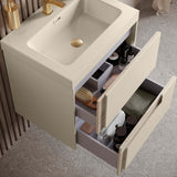 Ajax Brocklesby Wall Hung 605mm Vanity Unit with Resin Basin in Matt Cotton full unit