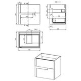 Ajax Brocklesby Wall Hung 605mm Vanity Unit with Resin Basin in Matt Cotton dimensions