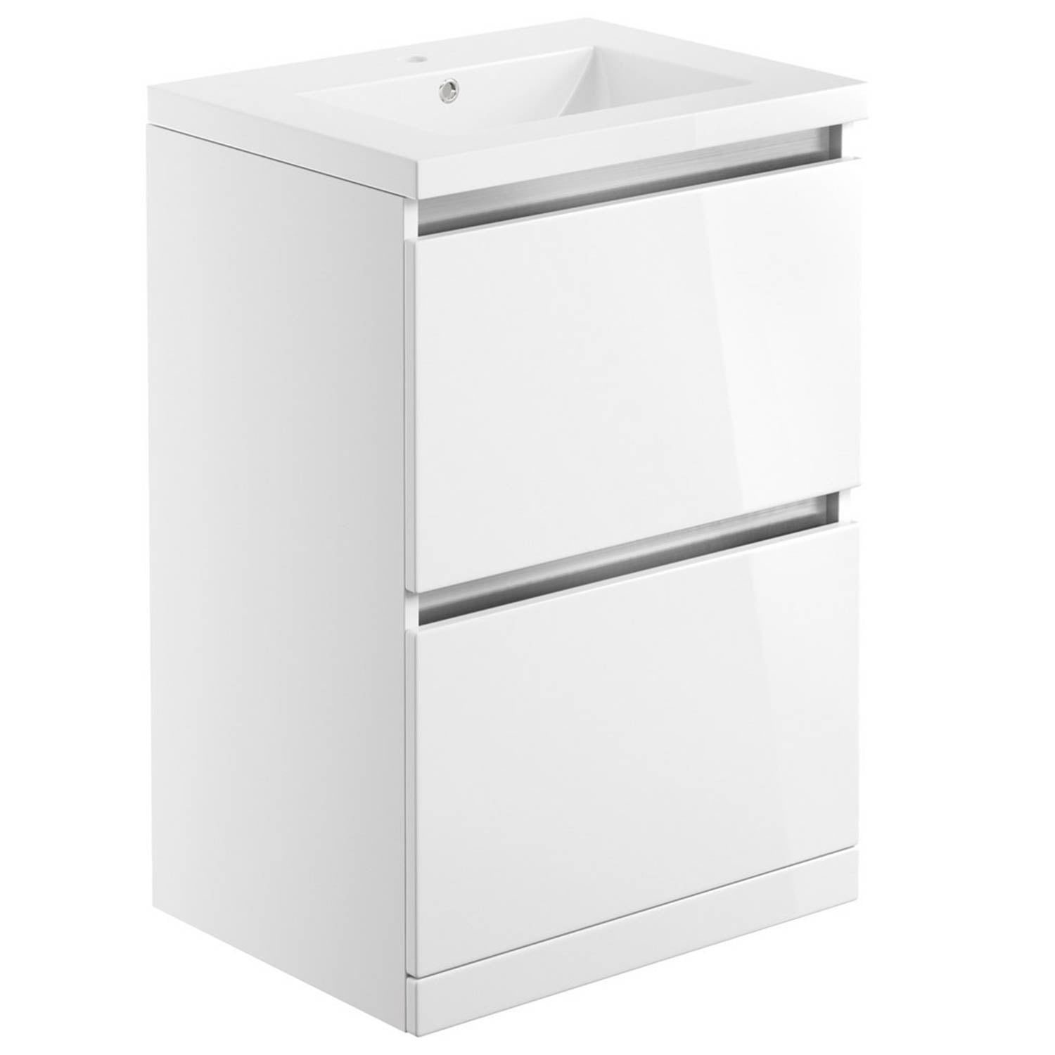 Ajax Brookenby 615mm Floor Standing Vanity Unit with Basin in Gloss White