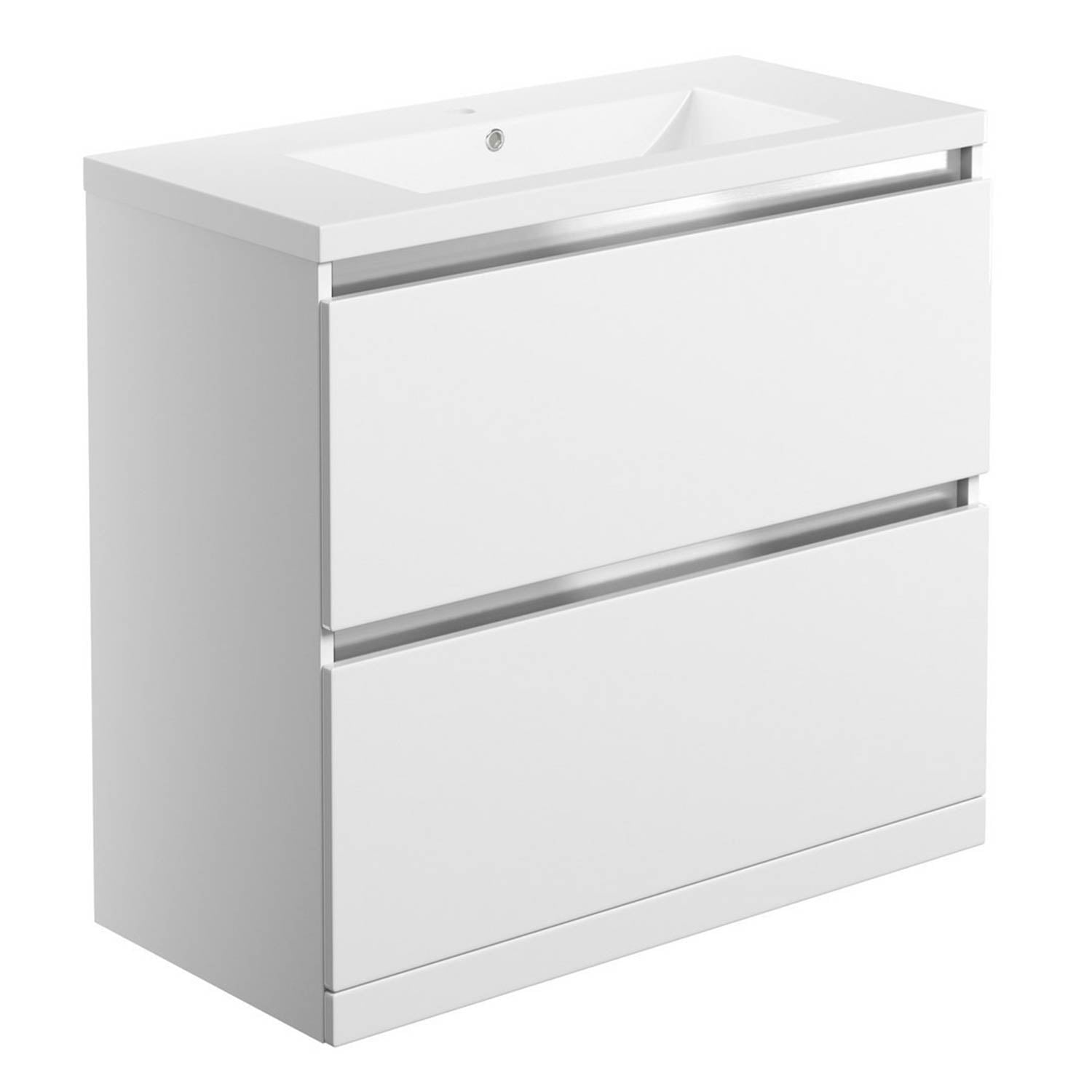 Ajax Brookenby 815mm Floor Standing Vanity Unit with Basin in Gloss White