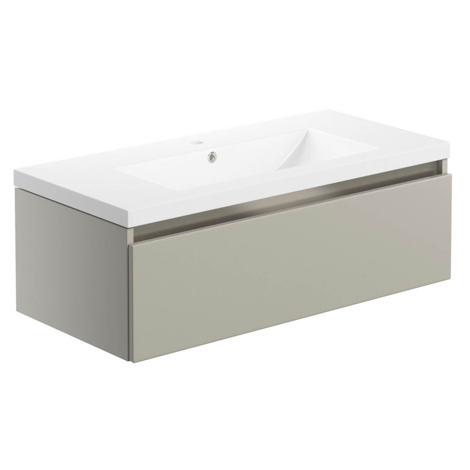 Ajax Brookenby 815mm Wall Hung Vanity Unit with Basin in Matt Latte