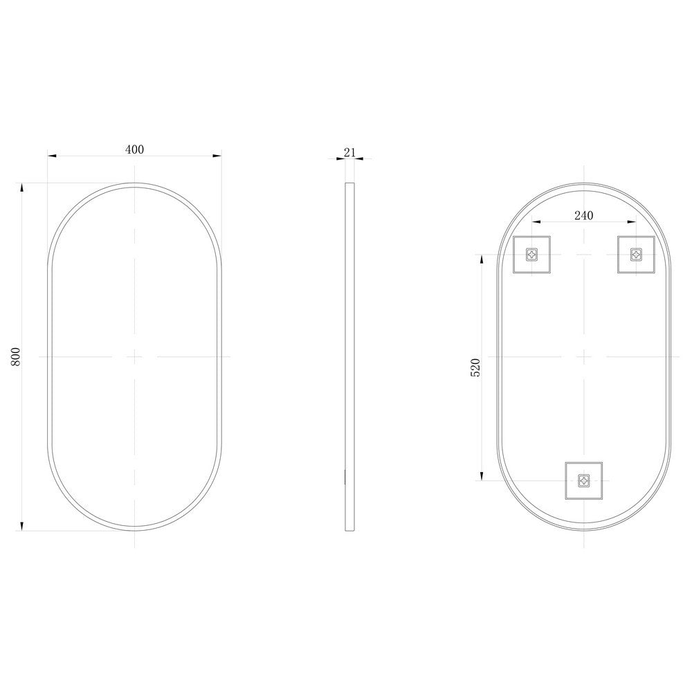 Ajax Gedney 800 x 400mm Oblong Bathroom Mirror in Brushed Brass lifestyle dimensions