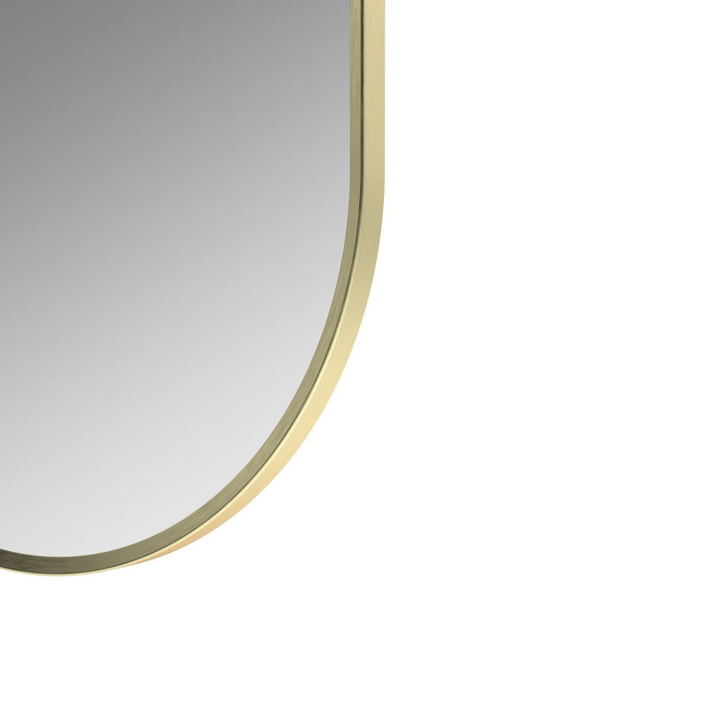 Ajax Gedney 800 x 400mm Oblong Bathroom Mirror in Brushed Brass lifestyle side