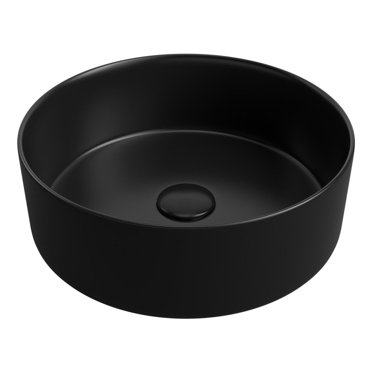 Ajax Hainton 355mm Round Ceramic Countertop Basin lifestyle black1