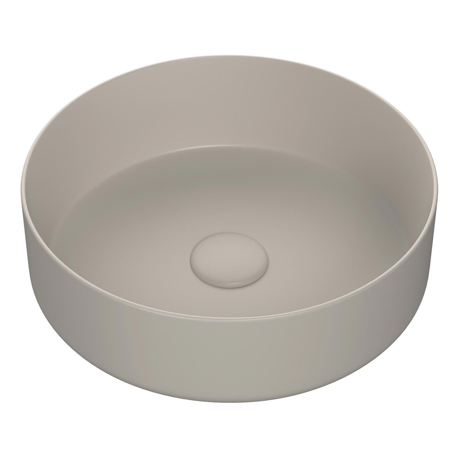 Ajax Hainton 355mm Round Ceramic Countertop Basin lifestyle latte