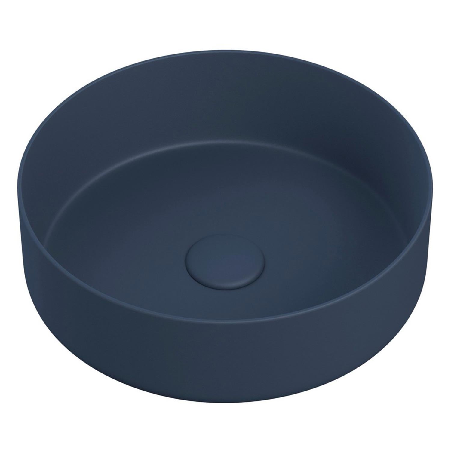 Ajax Hainton 355mm Round Ceramic Countertop Basin lifestyle matt deep blue