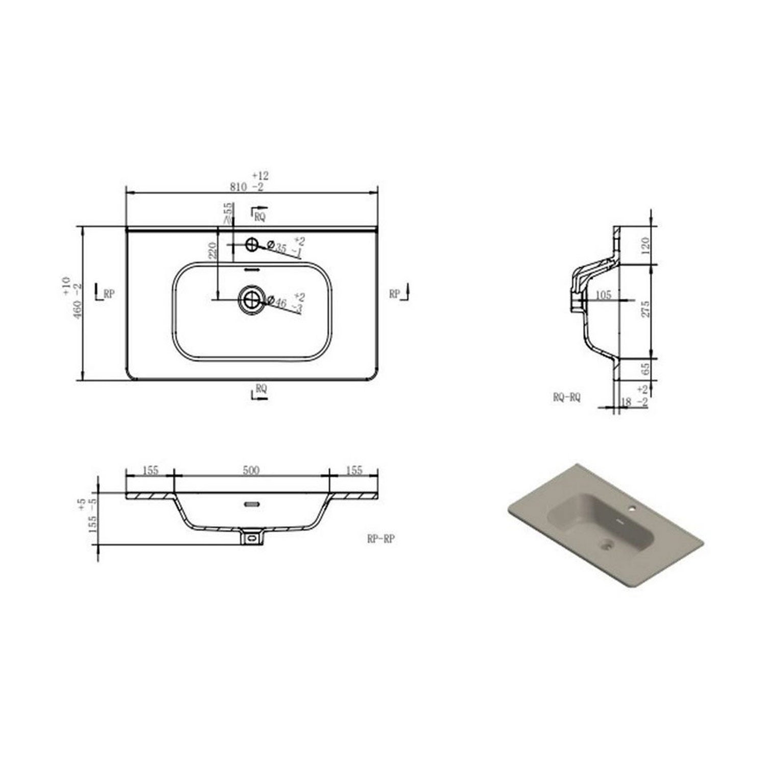 Ajax Humberston Wall Hung 810mm Vanity Unit with Basin in Gloss Grey dimensions basin