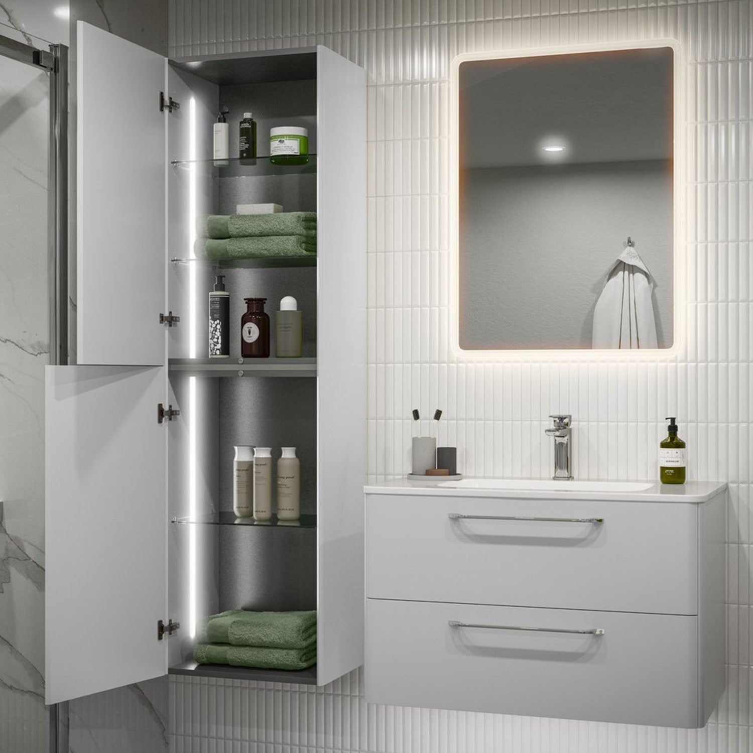 Ajax Humberston Wall Hung 810mm Vanity Unit with Basin in Gloss White lifestyle