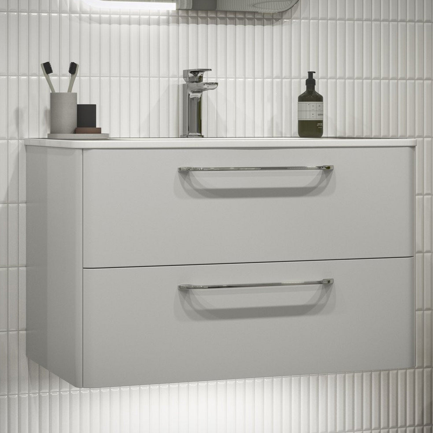 Ajax Humberston Wall Hung 810mm Vanity Unit with Basin in Gloss White lifestyle main