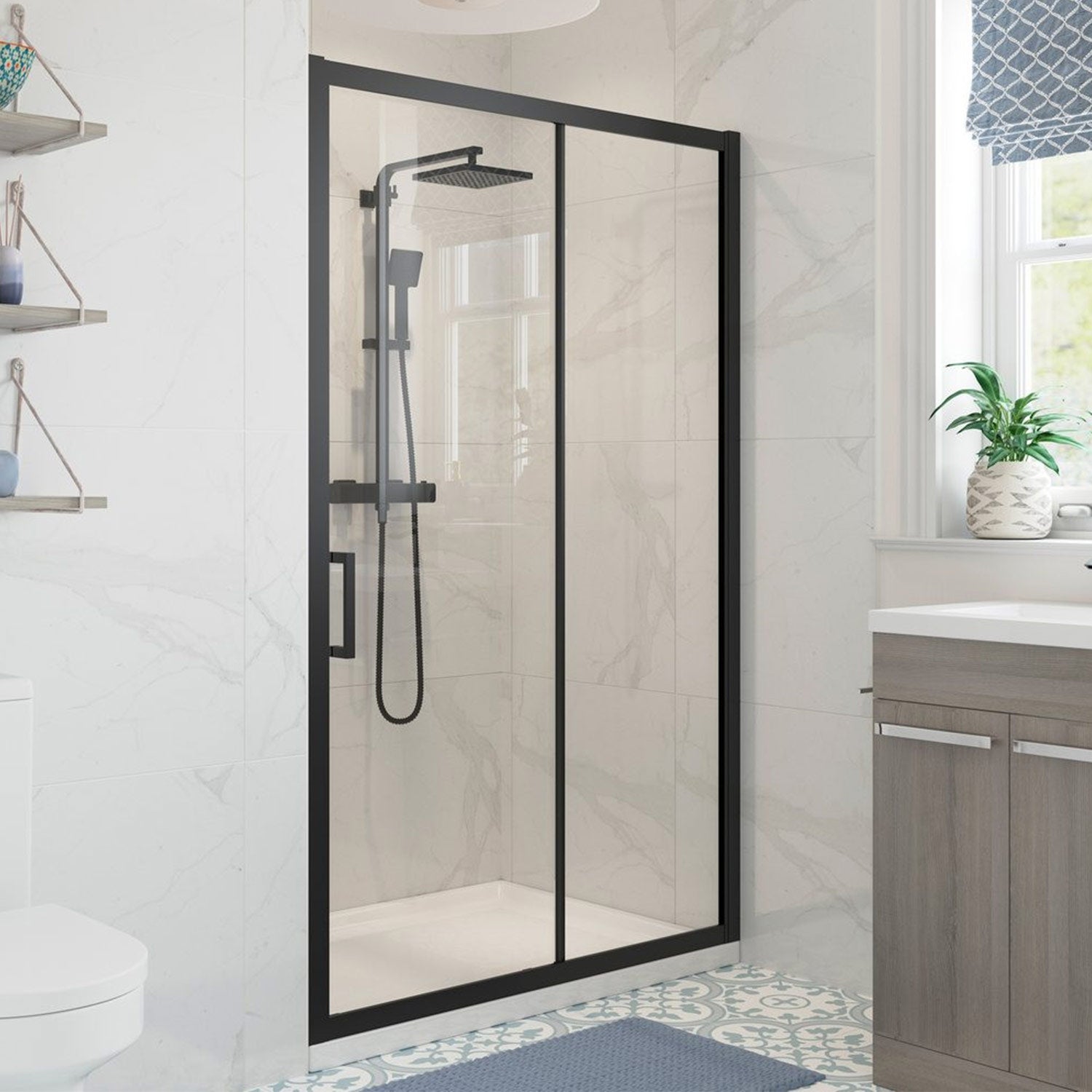 Ajax Keah 6mm Black Sliding Shower Door