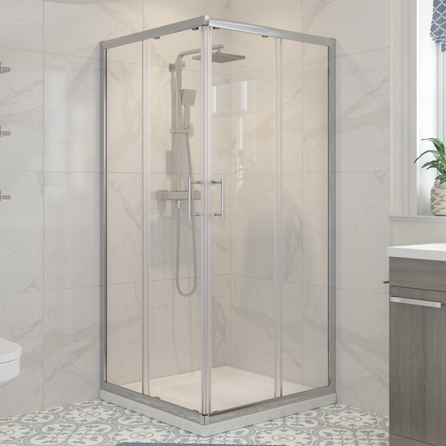 Ajax Keah 6mm Chrome Corner Entry Shower Enclosure