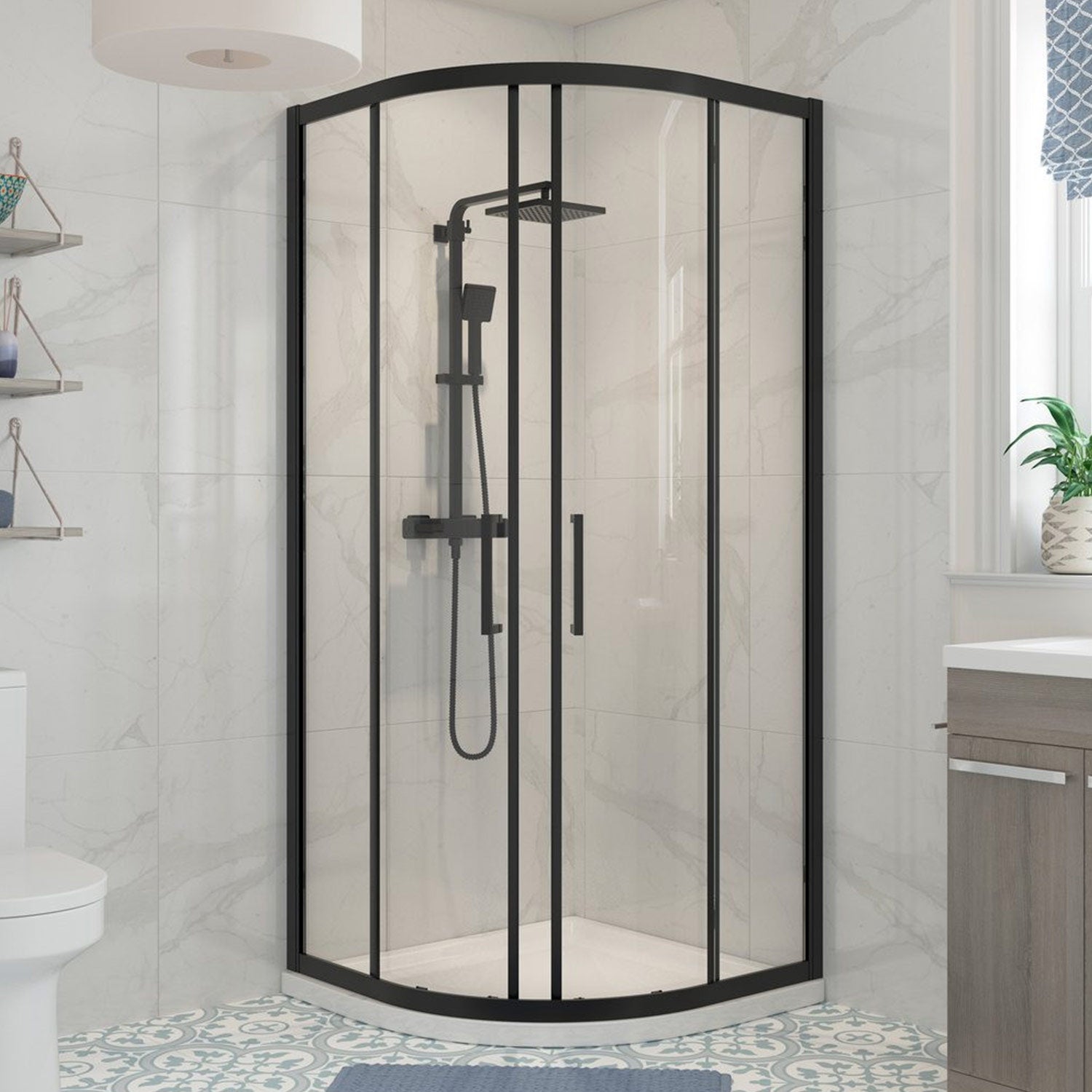 Ajax Keah Two Door Quadrant Shower Enclosure in Black
