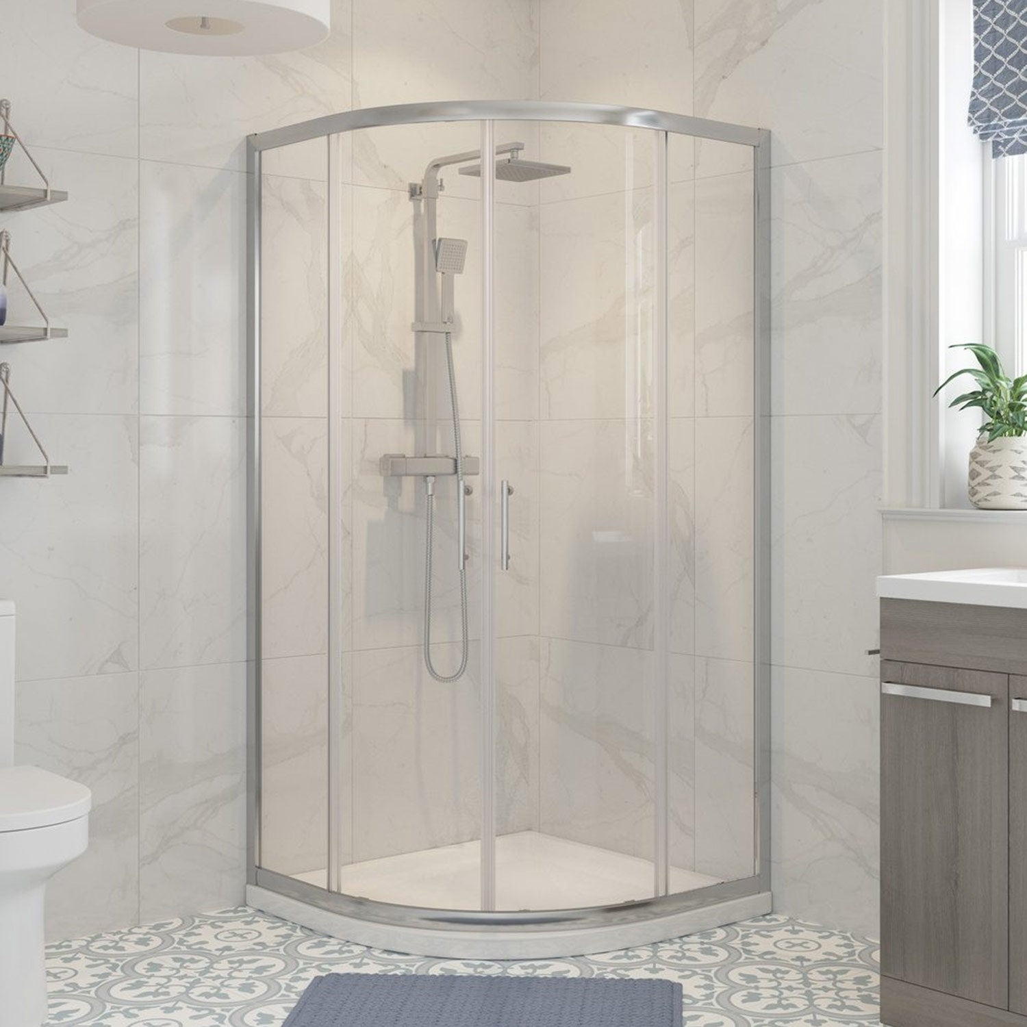 Ajax Keah Two Door Quadrant Shower Enclosure in Chrome