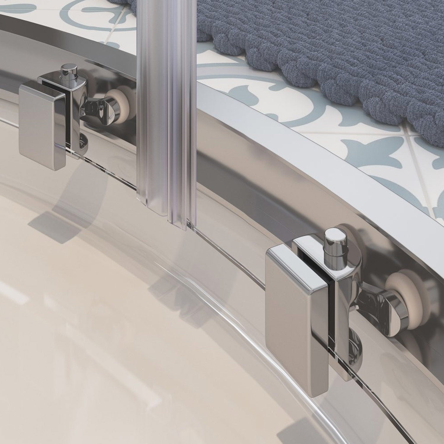 Ajax Keah Two Door Quadrant Shower Enclosure in Chrome bottom
