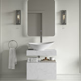 Ajax Kelsey Wall Hung 600mm Storage Drawer Unit in White Marble lifestyle