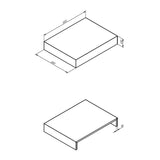 Ajax Kelsey Wall Hung 600mm Storage Drawer Unit in White Marble dimensions