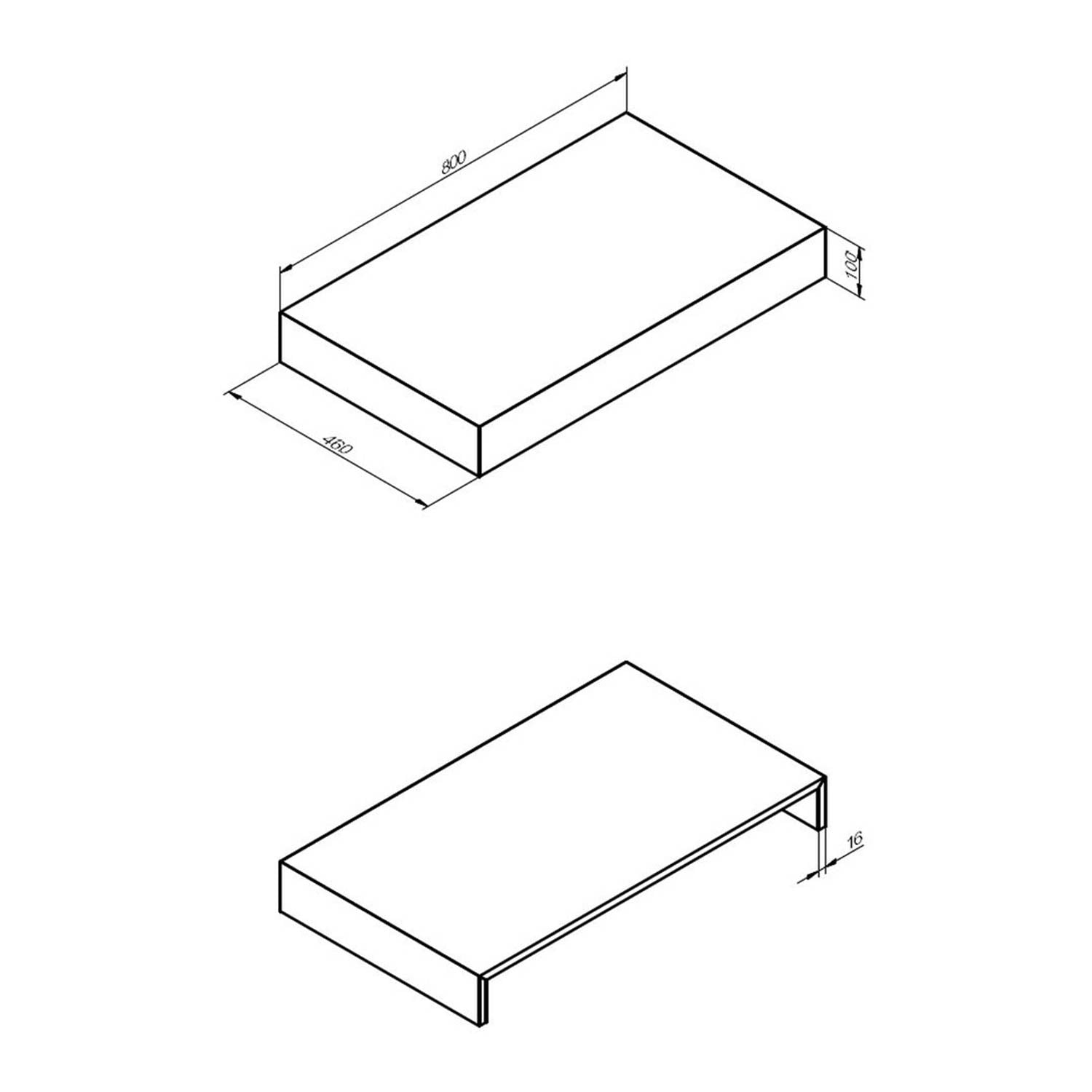 Ajax Kelsey Wall Hung 800mm Storage Drawer Unit in Grey Marble top dimensions