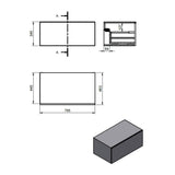 Ajax Kelsey Wall Hung 800mm Storage Drawer Unit in Grey Marble unit dimensions