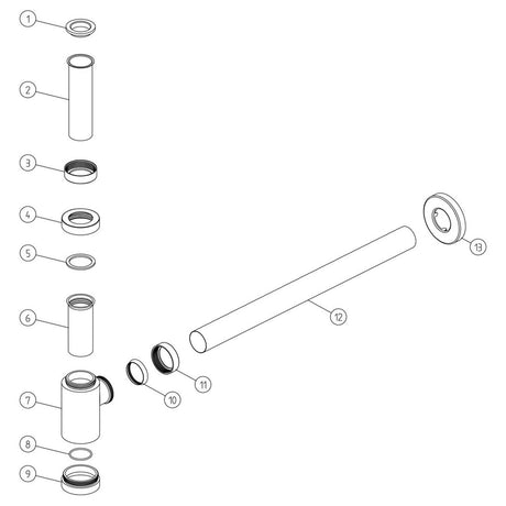Ajax Modern Rounded Bottle Trap in Chrome parts