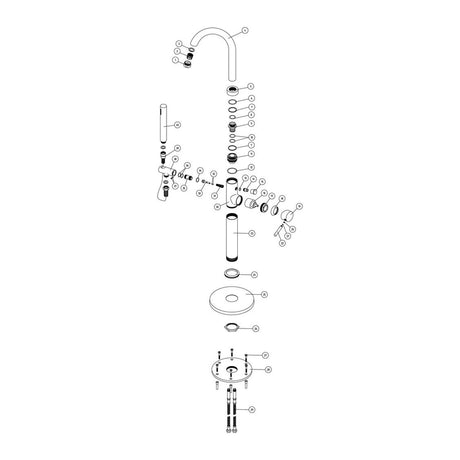 Ajax Ouse Floor Standing Bath Shower Mixer in Brushed Brass parts