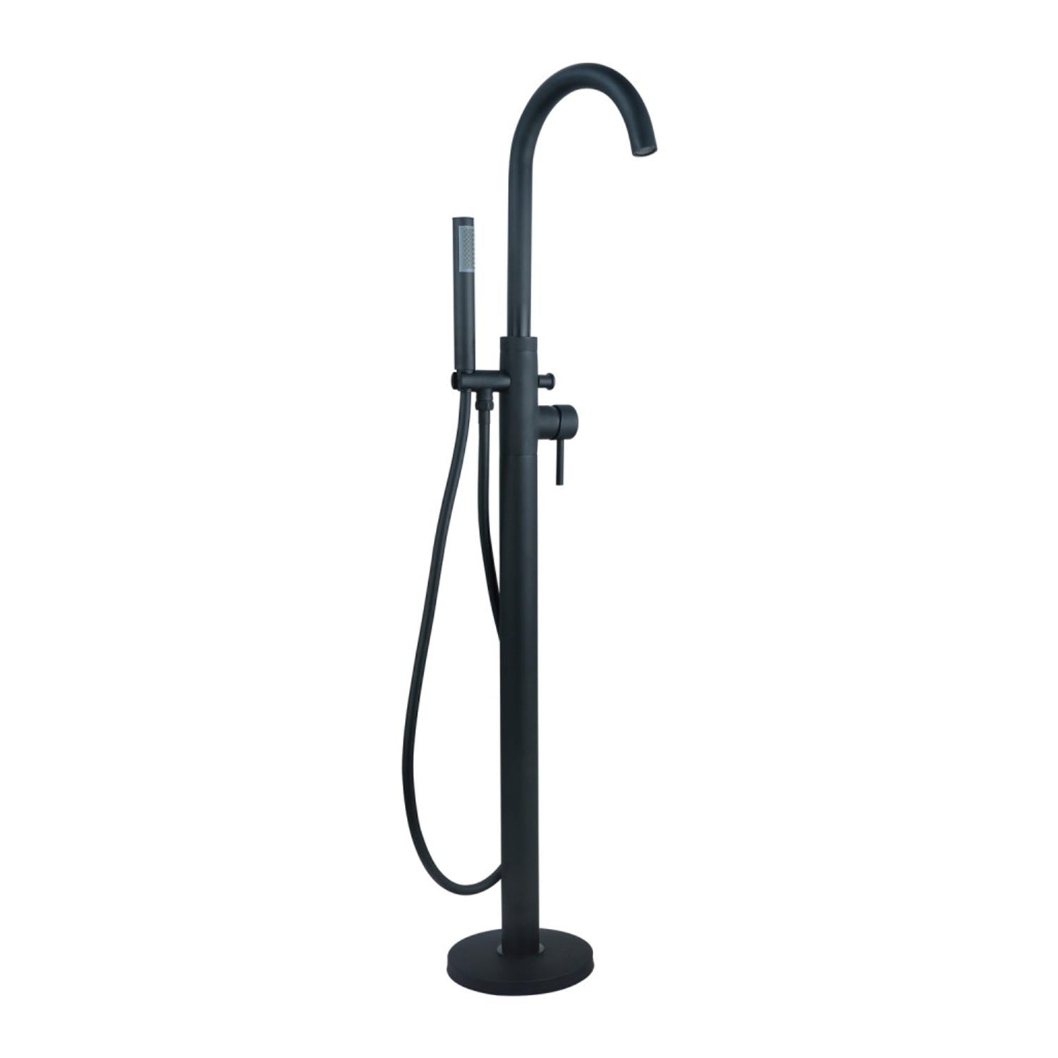 Ajax Ouse Floor Standing Bath Shower Mixer in Matt Black 2