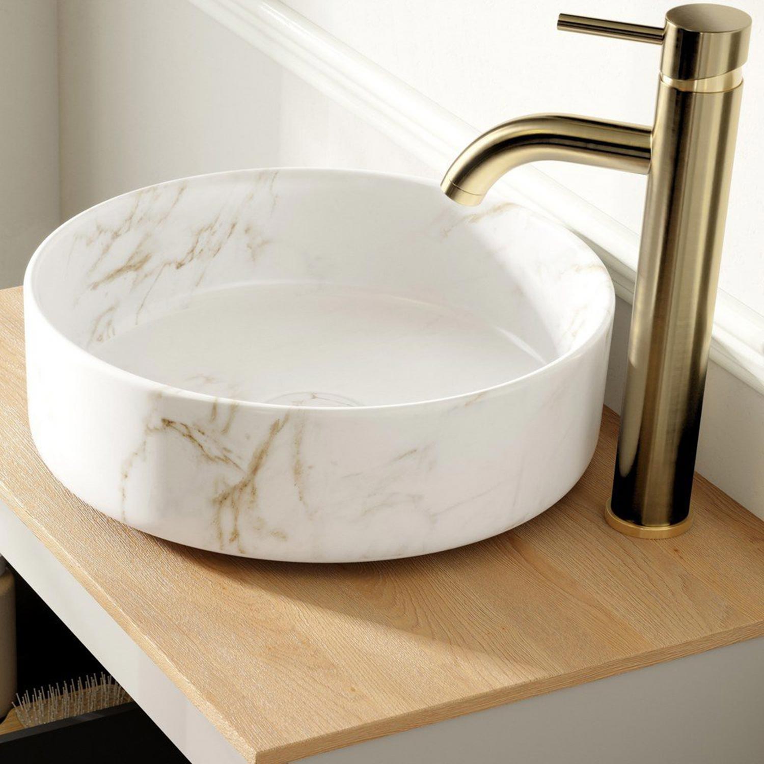 Ajax Ouse Tall Basin Mixer In Brushed Brass lifestyle