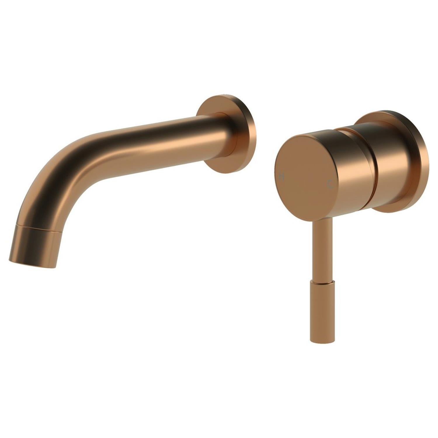 Ajax Ouse Wall Mounted Basin Mixer with 155mm Spout in Brushed Bronze