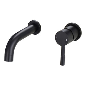 Ajax Ouse Wall Mounted Basin Mixer with 155mm Spout in Matt Black