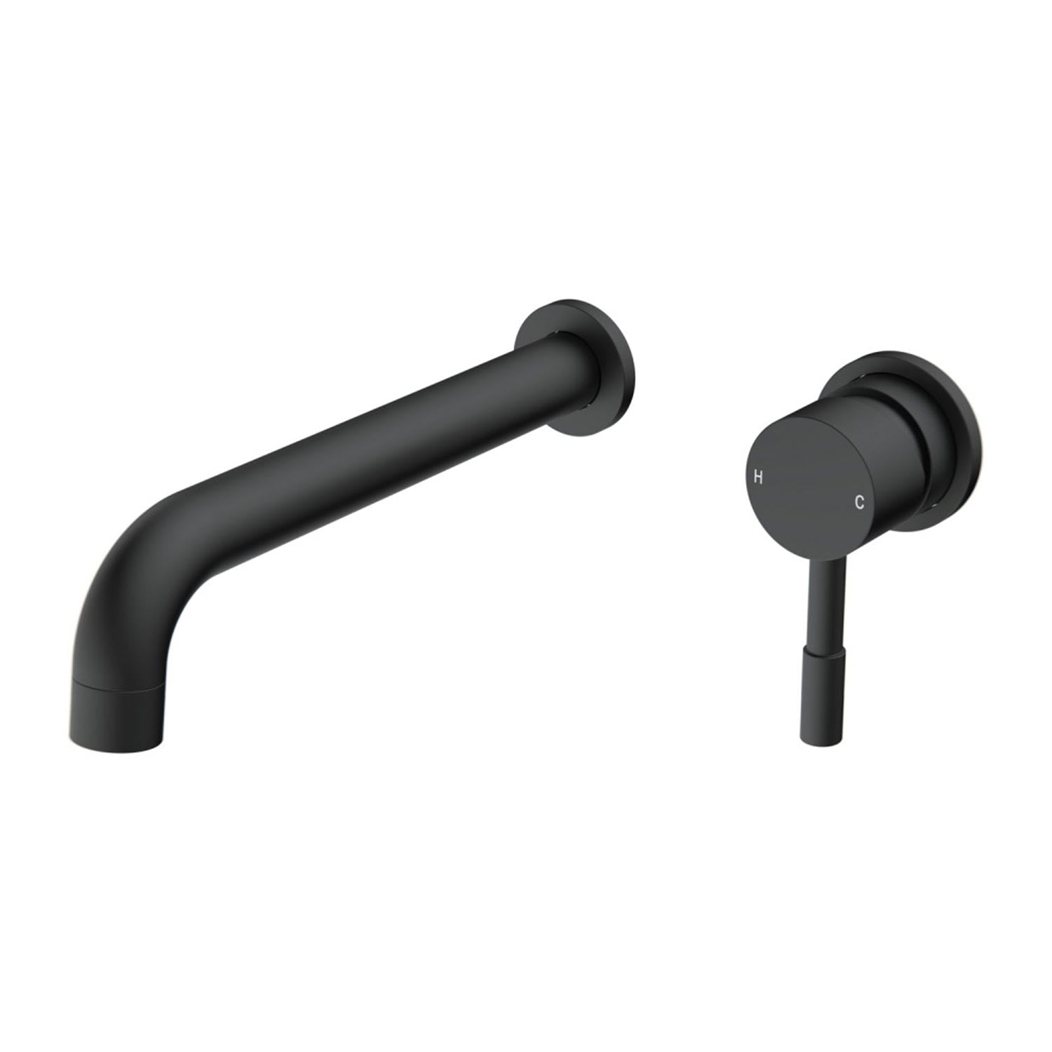 Ajax Ouse Wall Mounted Basin Mixer with 220mm Spout in Matt Black