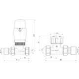 Ajax Round Straight Thermostatic Radiator Valves in Anthracite Dimensions
