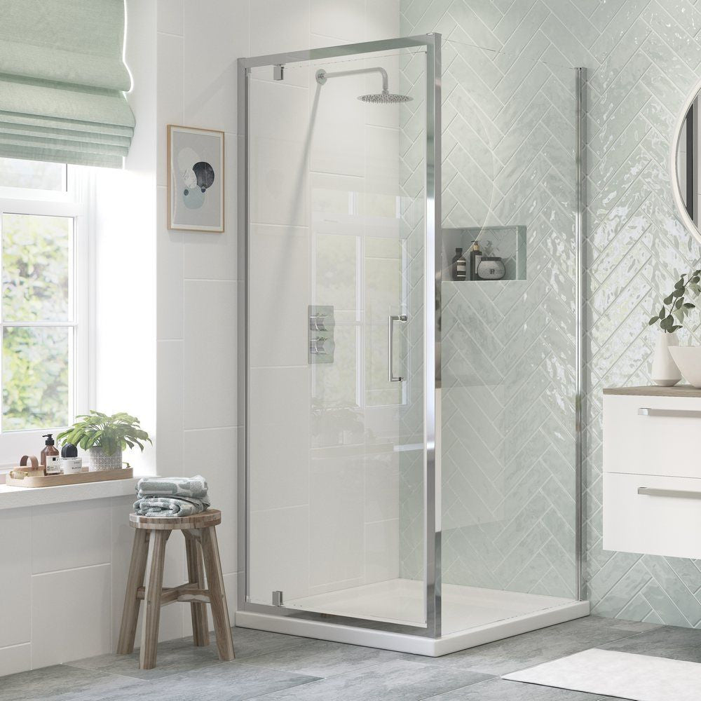 Ajax Tori 6mm Chrome Pivot Shower Door with side panel