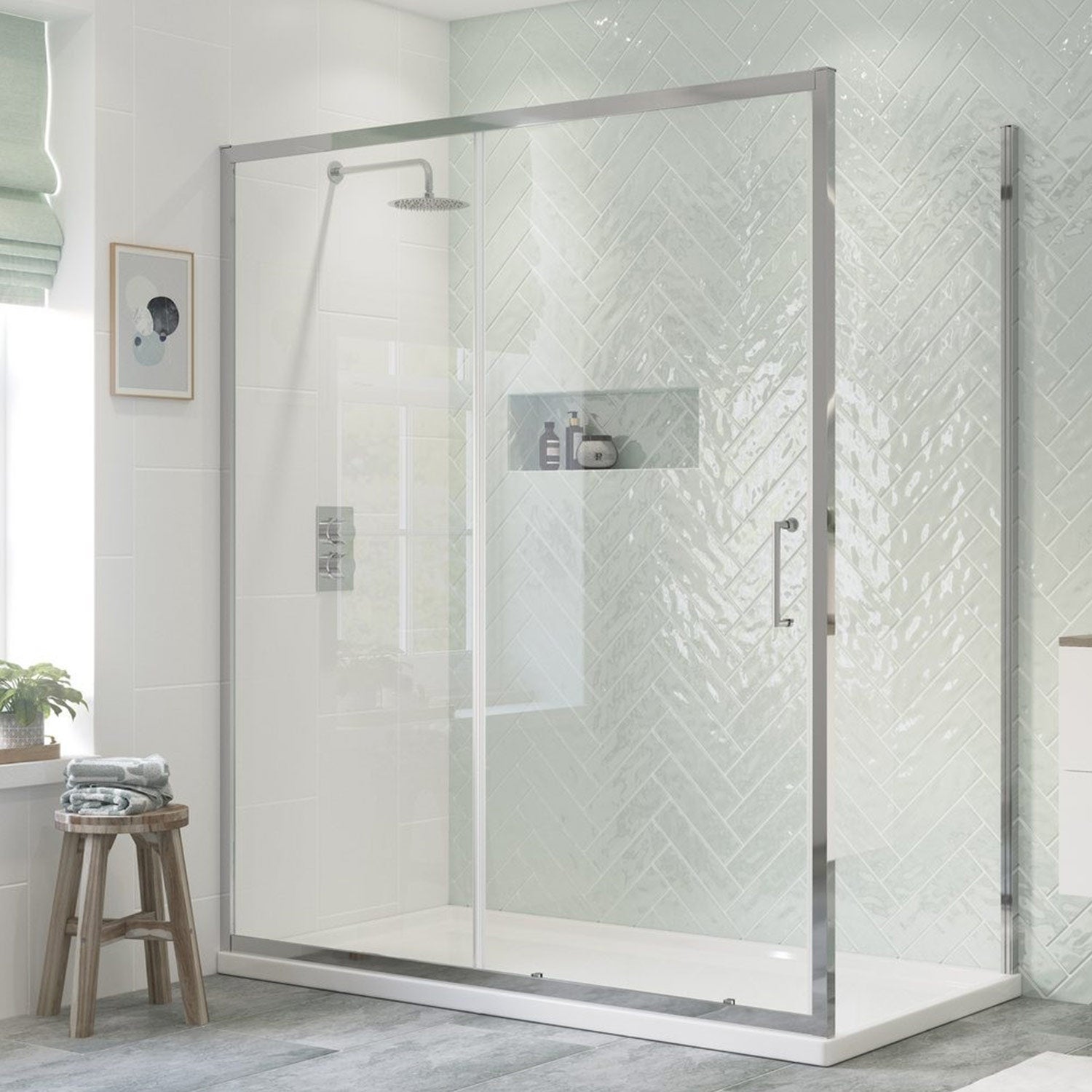 Ajax Tori 8mm Chrome Sliding Shower Door  side panel