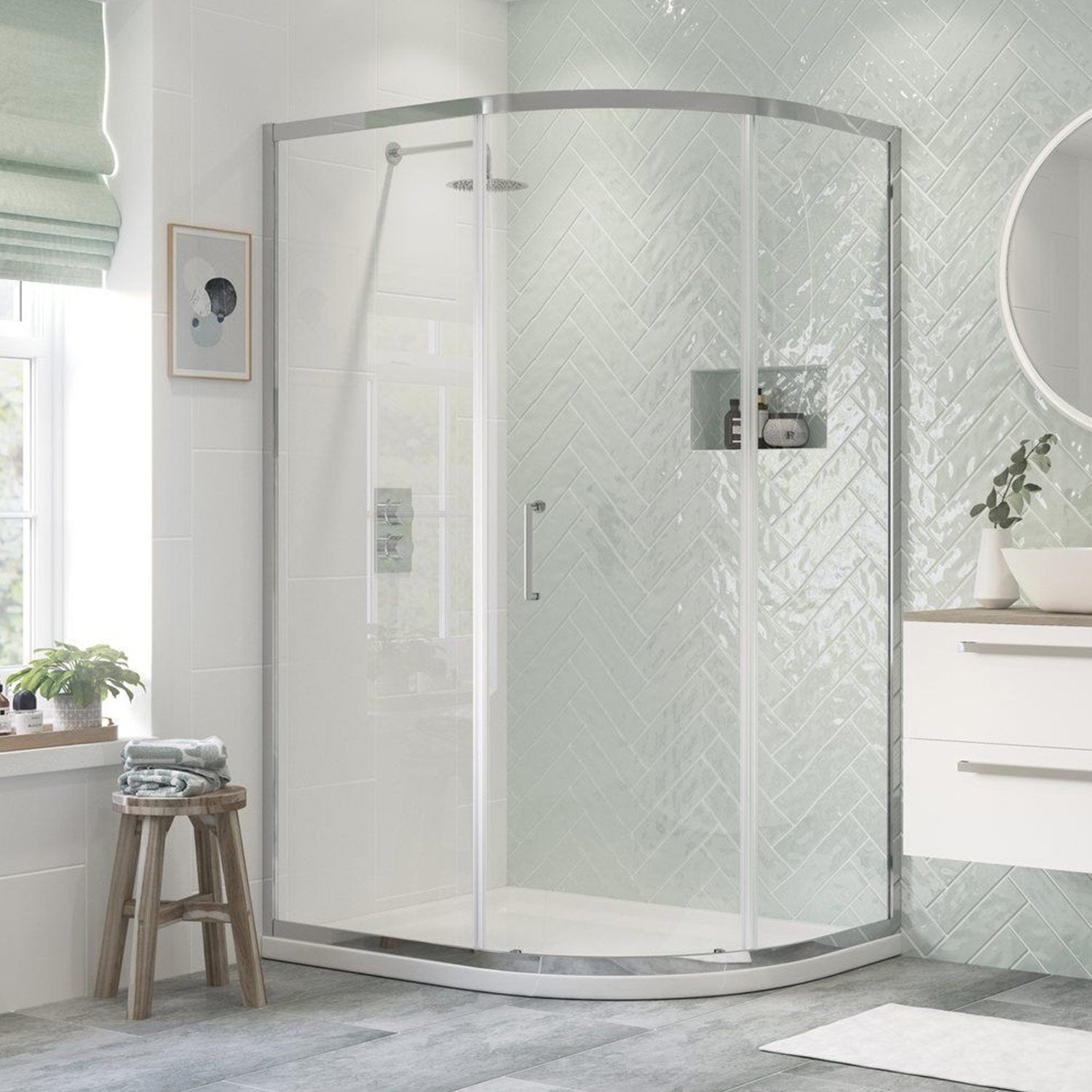 Ajax Tori 8mm One Door Quadrant Shower Enclosure in Chrome profile