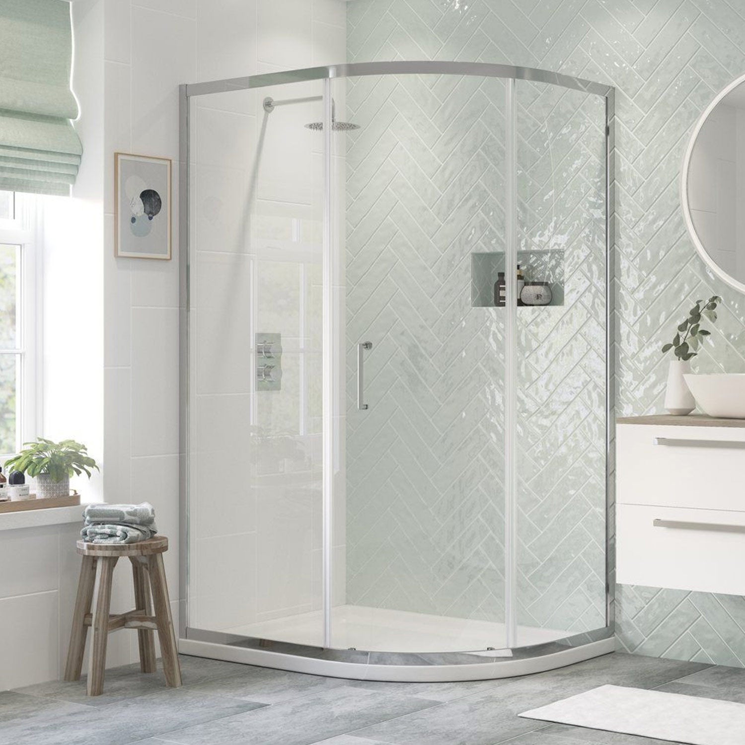 Ajax Tori Two Door Offset Quadrant Shower Enclosure in Chrome