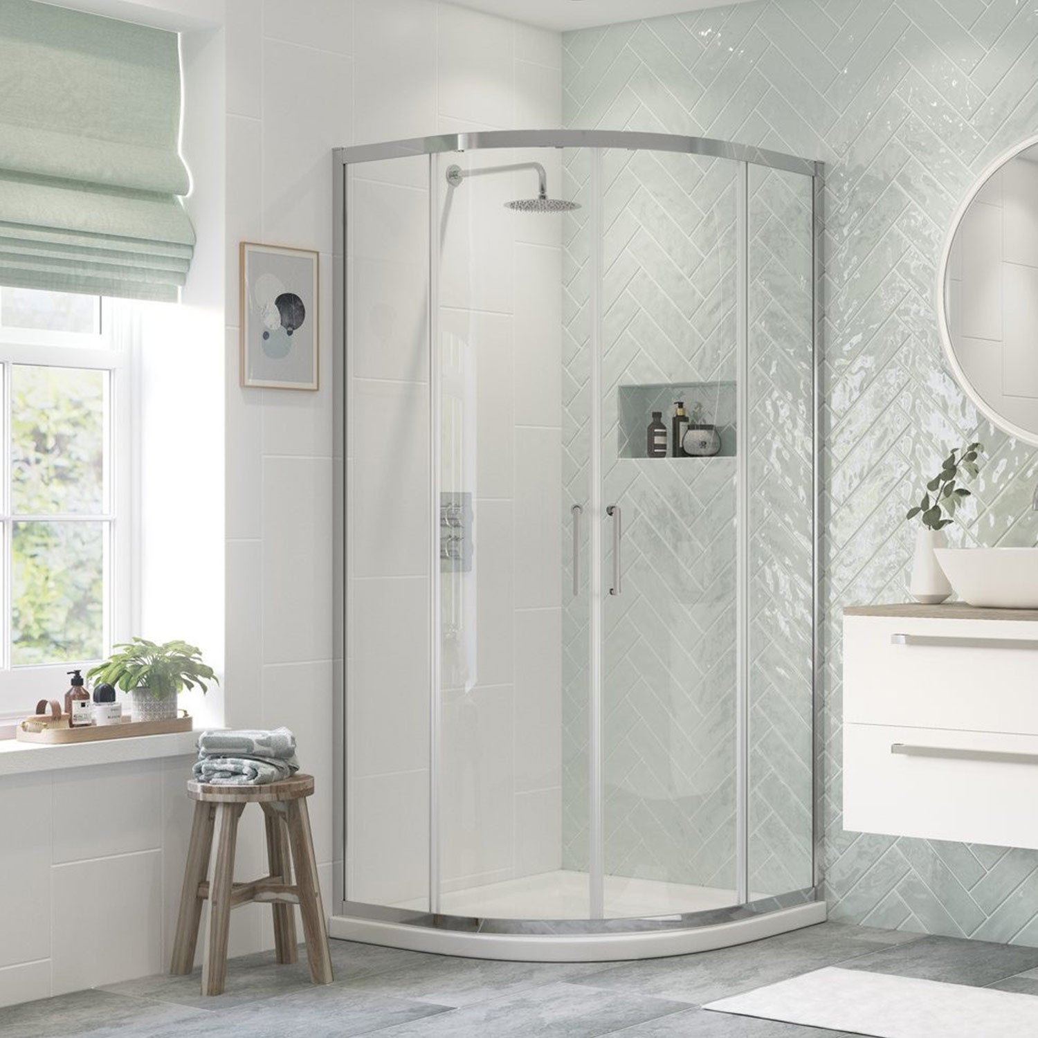 Ajax Tori Two Door Quadrant Shower Enclosure in Chrome