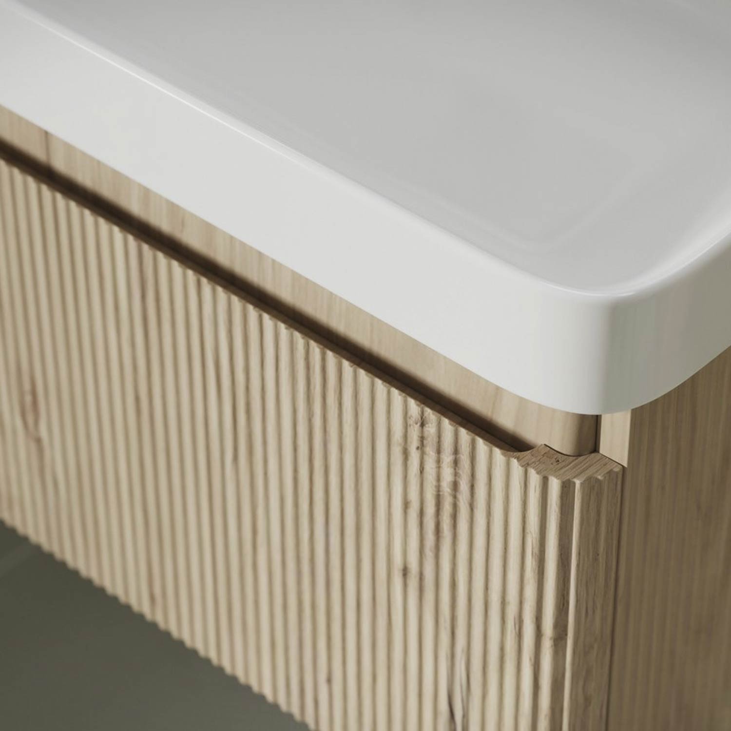 Ajax Torrington 500mm Wall Hung Vanity Unit with Basin in Textured Oak lifestyle 2