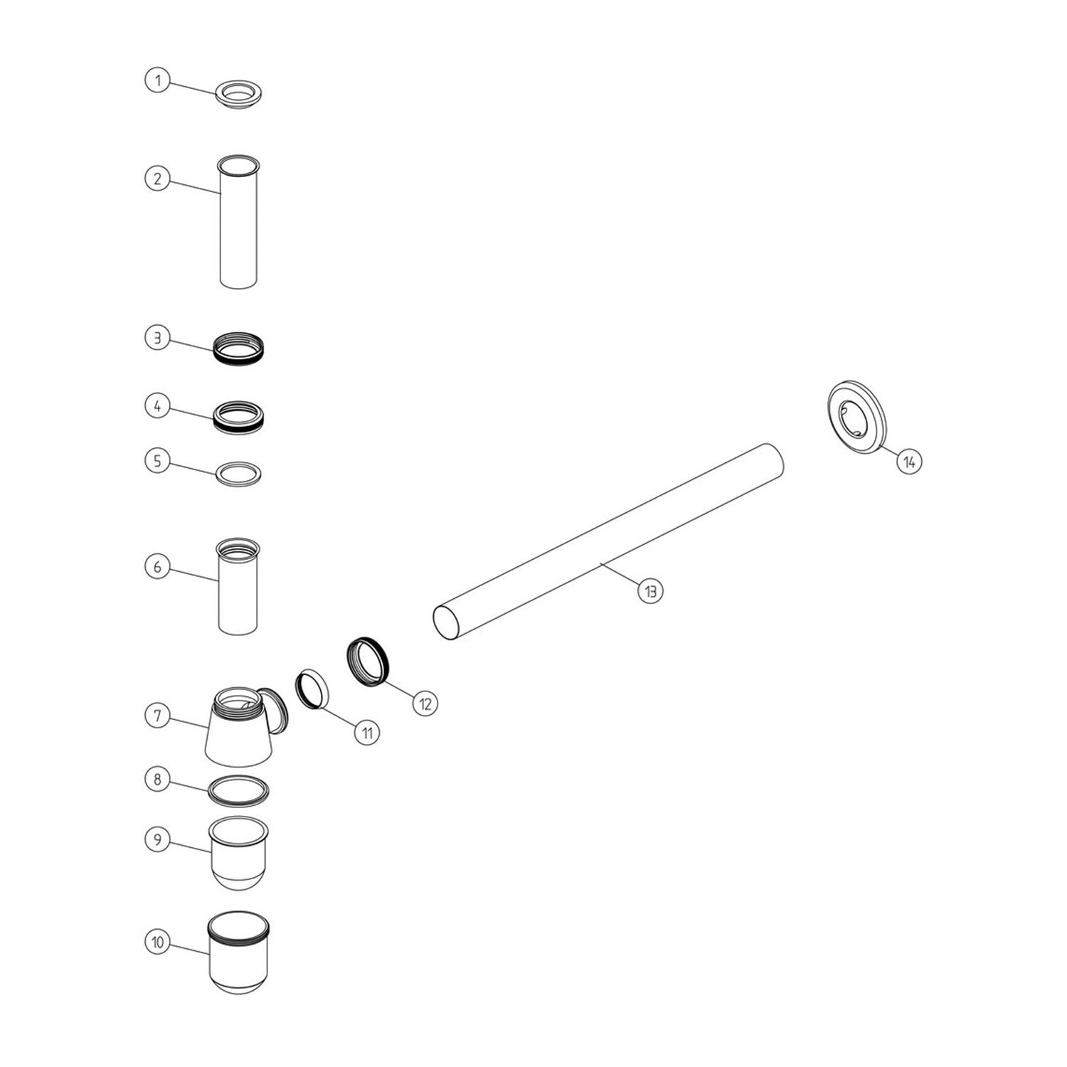 Ajax Universal Bottle Trap in Brushed Bronze parts