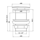 Ajax Unslotted Mushroom Click Clack Basin Waste Dimensions