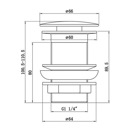 Ajax Unslotted Mushroom Click Clack Basin Waste Dimensions